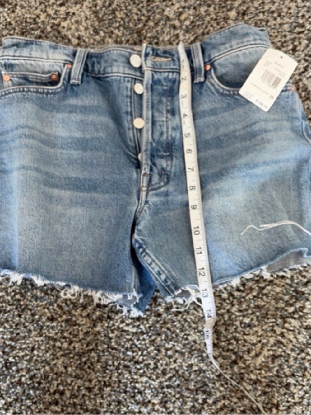 MOTHER Light Blue Button-Fly Cutoff Denim Shorts